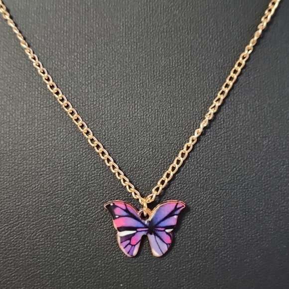 Gold Tone Butterfly Pendant Necklace - Picture 6 of 13